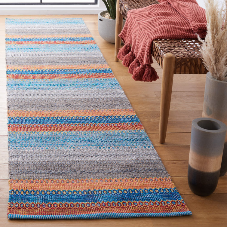 Wade Logan® Aeriss Handmade Flatweave Cotton Blue/Gray/Orange Rug Wayfair